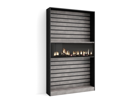 Librería estantería, 110x186x25cm, Salón - Comedor - Oficina, Chimenea eléctrica, Cemento