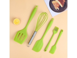 2026da-set De Espátulas De Silicona 5 Piezas Cepillo Rascador Batidor Para Cocina Repostería Mezcla Verde Resistente Al Calor