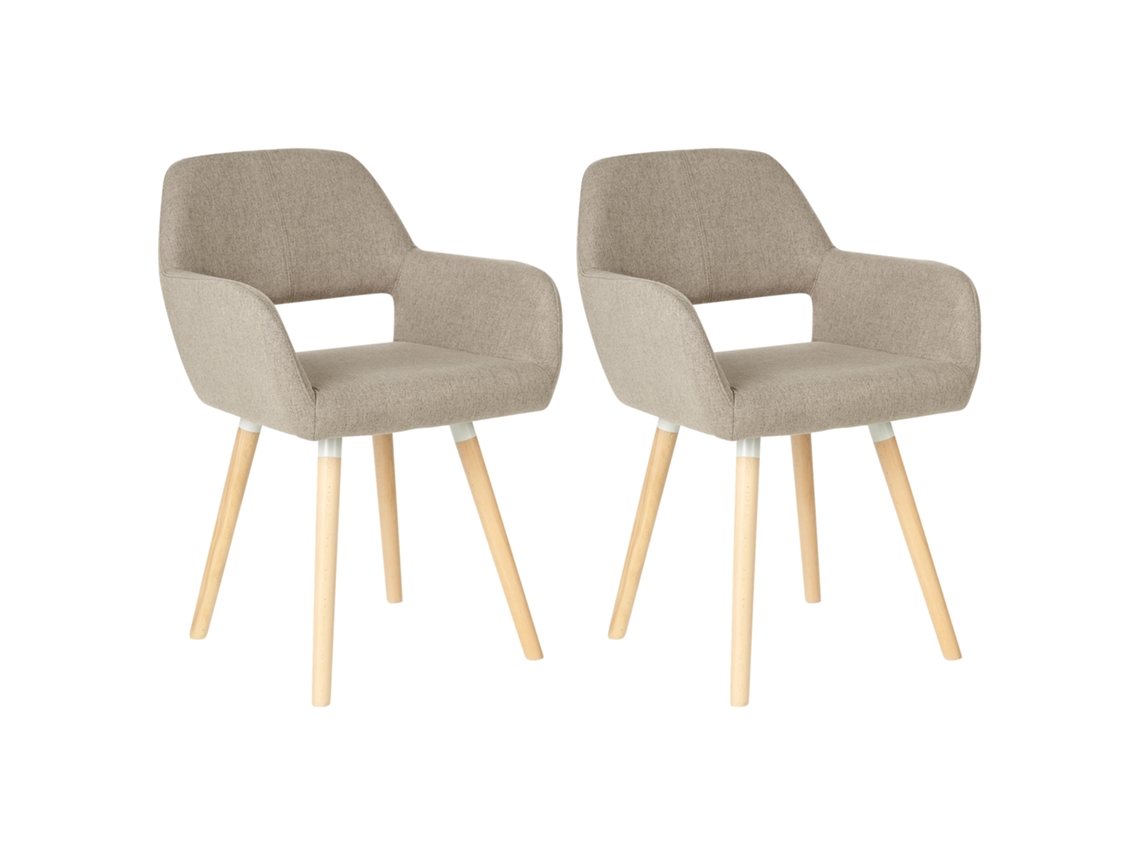 Conjunto de 2 cadeiras com design único BELIANI Chicago de Poliéster Castanho 56x56x81