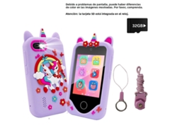 (Morado 32 g) Smartphone de juguete con pantalla táctil de 2,8 pulgadas, juego de rompecabezas educativo con música