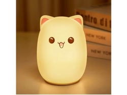 Luz de noche para niños, linda luz de noche de gatito de silicona con 3 niveles de brillo, lámpara recargable de 7 colores para dormitorio Bestvite