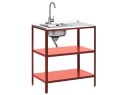 Cozinha De Jardim Beliani Vilama De Aço Vermelho 80x50x90
