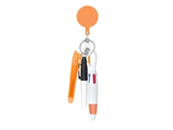 Porta credencial retráctil Chrui para enfermera, bolígrafo con correa, llavero y clips para credencial (naranja)