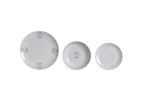 Set de Vajilla DKD Home Decor Porcelana Rosa Blanco 27 x 27 x 3 cm 18 Piezas