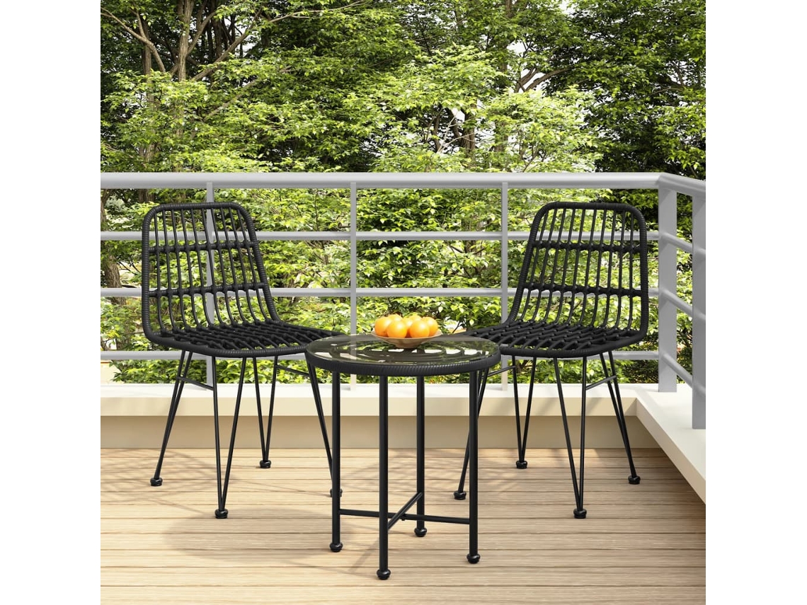 Sillas de jardín (2 unidades, 48 x 62 x 84 cm, mimbre sintético negro, DKD Home Decor)