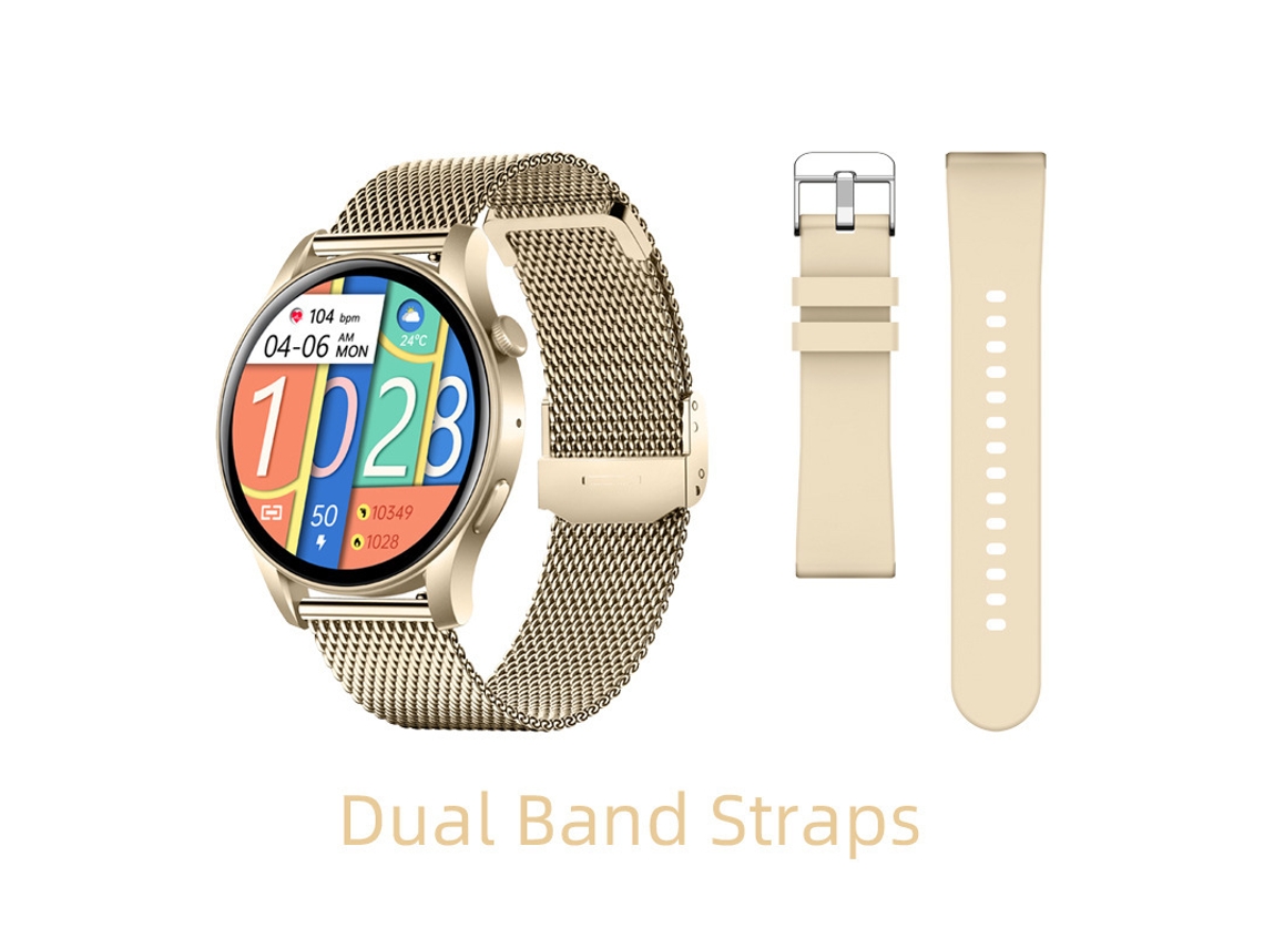 Smartwatch Yizhood Kc88 Para Mujer Con Pantalla Amoled De 1,43", Función De Llamadas, Monitor De Frecuencia Cardíaca Y Presión Arterial - Oro