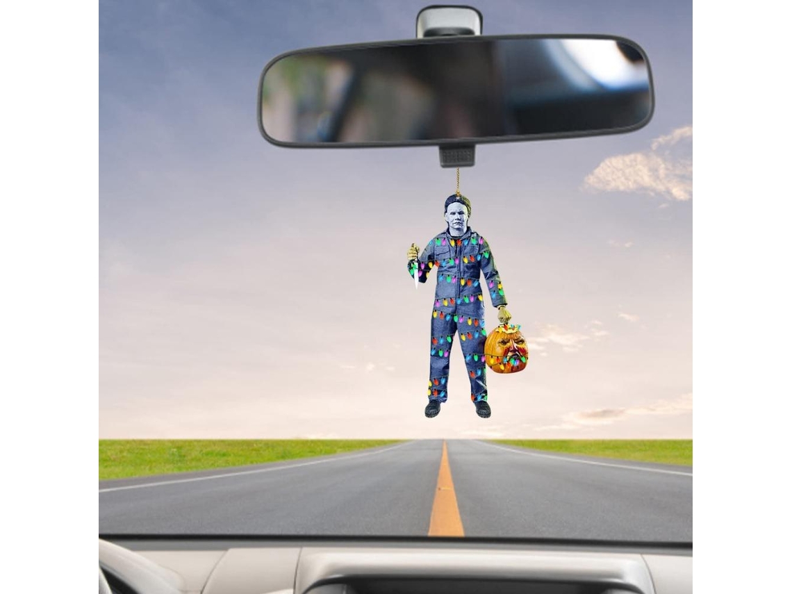 Suporte giratório para colar com figura feminina, ideal para o Halloween e decoração de carros.