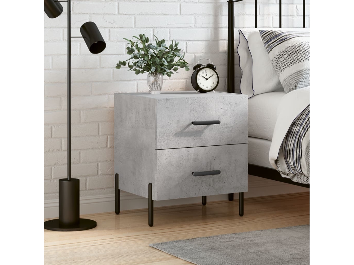 Mesita de Noche 40X35X47,5Cm Derivados de Madera Gris Cemento