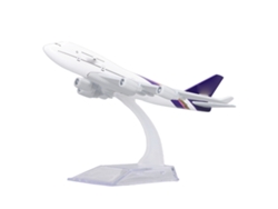 Rebe-Model - Miniatura de Avião 747 em Liga Metálica, Decorativa estática com Base, Requintada Peça de Colecionador.