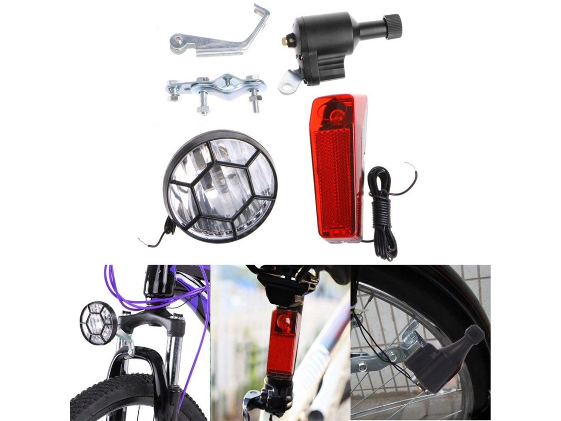 Dinamo de fricción de 6 velocidades y 3 W para bicicleta con luces delanteras y traseras y accesorios.