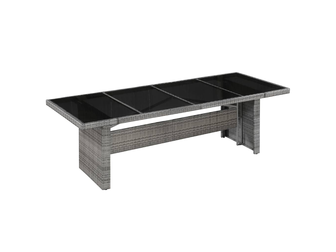 Mesa De Jardín Ratán Sintético Y Vidrio 240x90x74 Cm