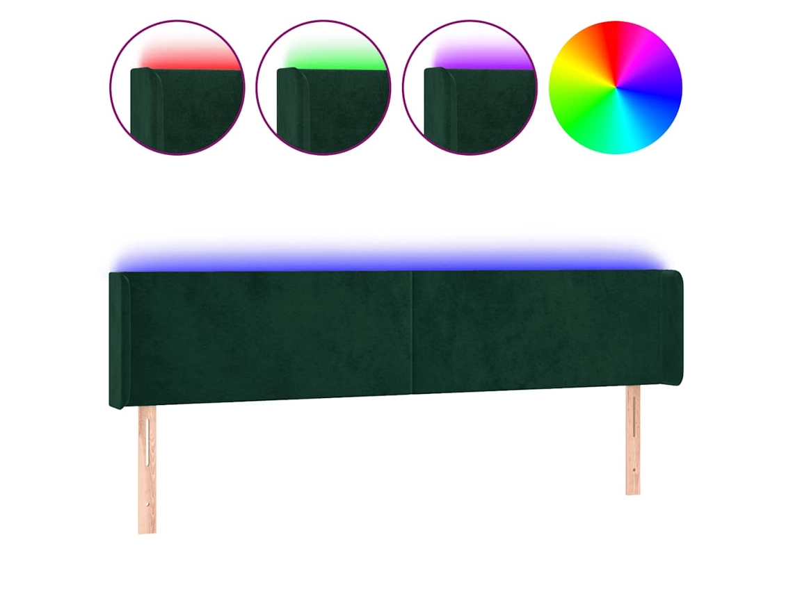 Maison Exclusive - Cabecero Con Led De Terciopelo Verde Oscuro 163x16x78/88 Cm
