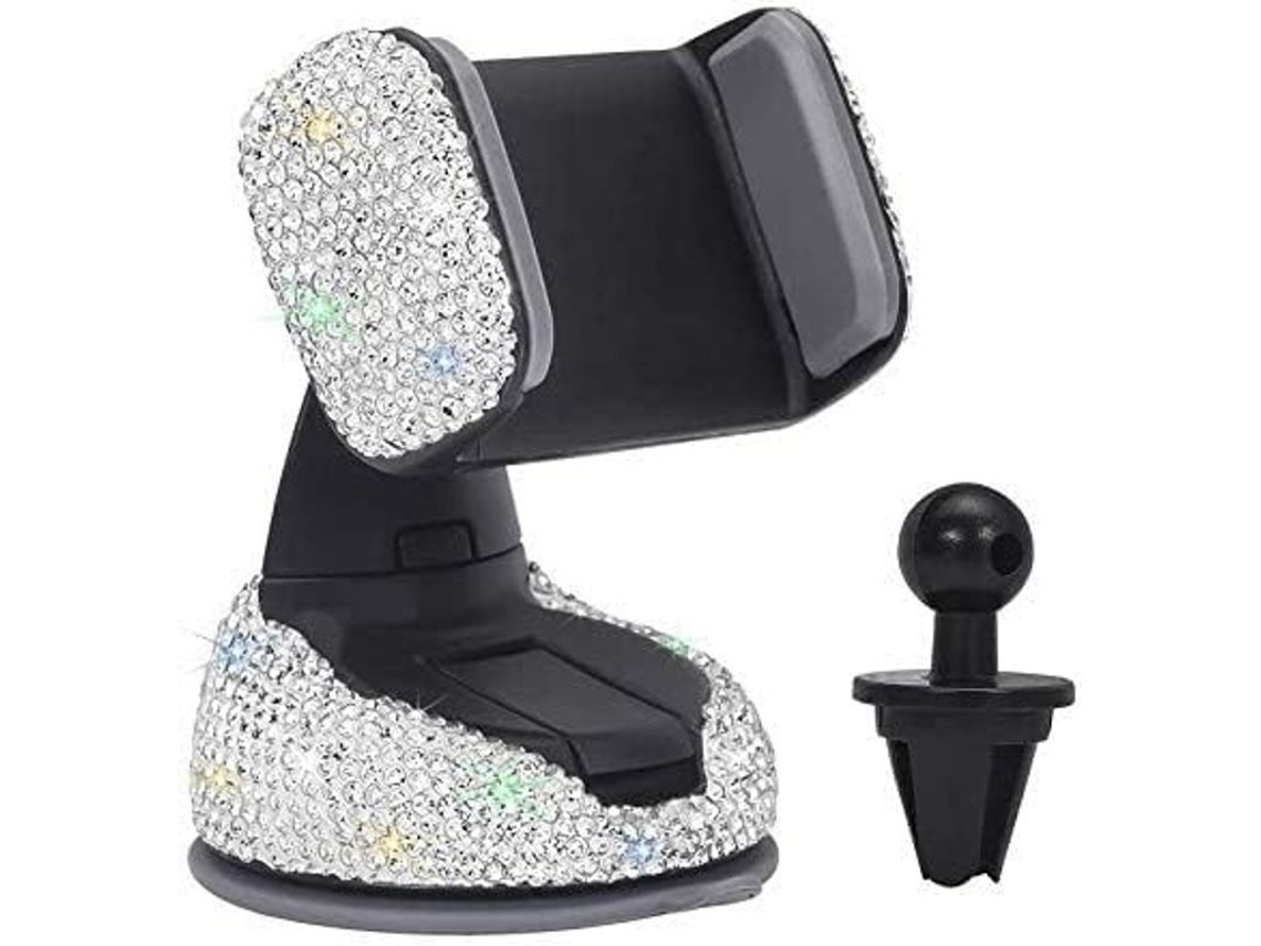 Soporte Para Teléfono De Coche Con Detalles Brillantes, Soporte De Cristal Con Diamantes De Imitación, Base De Ventilación Para Coche.