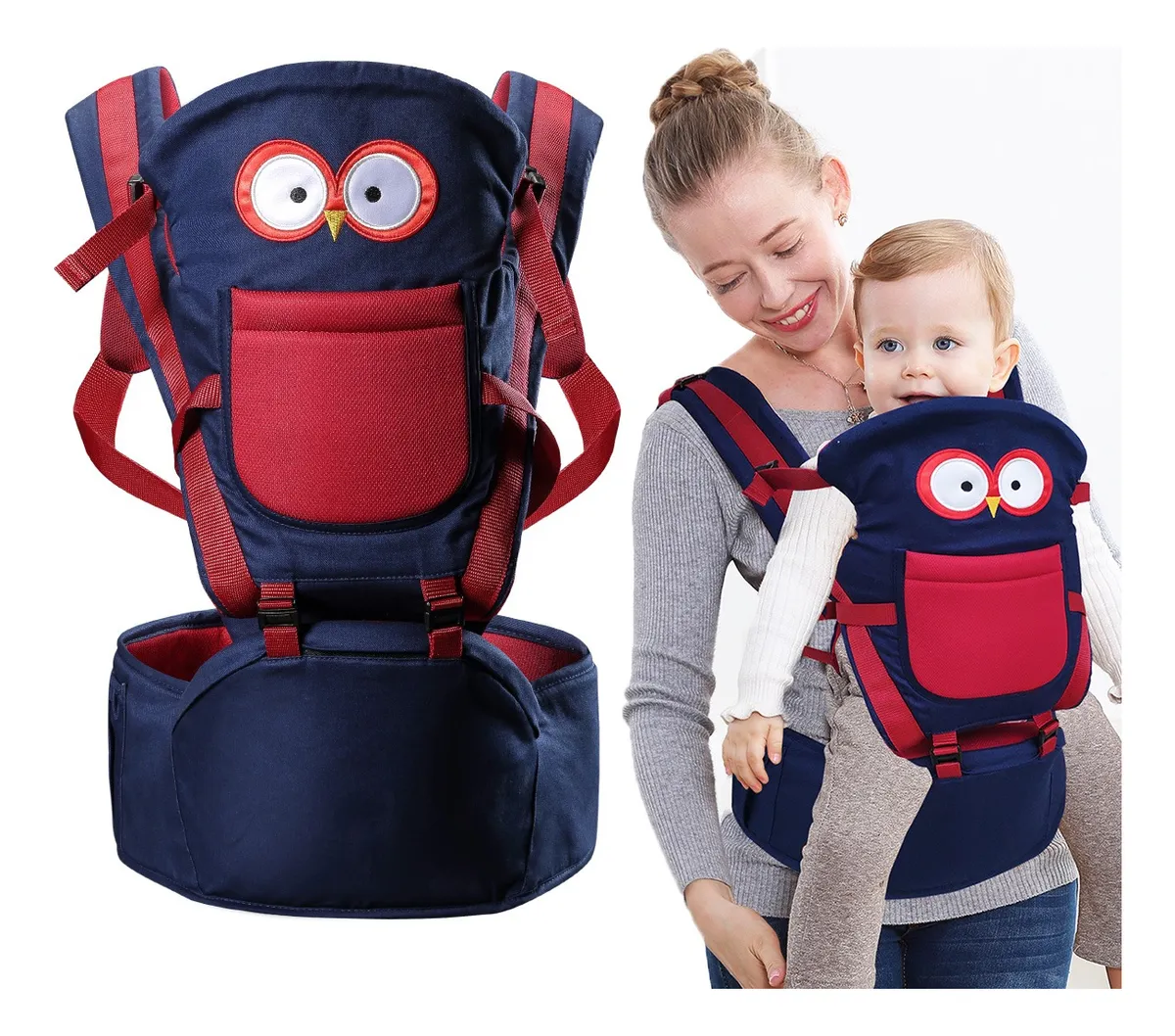 Portabebés ergonómico multifuncional para bebés de 3 a 36 meses GERTIZ (búho)