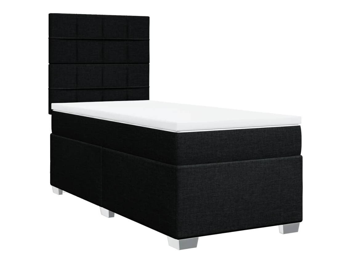 Maison Exclusive - Cama Box Spring Con Colchón Tela Negro 100x200 Cm