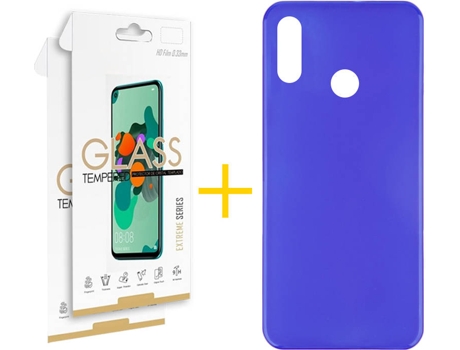 Kit Funda + 2 Protectores de Pantalla Huawei Y6 2019 SKYHE Liso 8 Azul