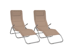 Conjunto 2 Tumbona plegable VIDAXL textilene acero con recubrimiento taupe