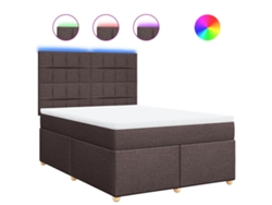 Maison Exclusive - Cama Box Spring Con Colchón Tela Marrón Oscuro 140x200 Cm
