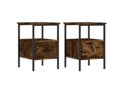 Maison Exclusive - Mesitas Noche 2 Uds Madera Ingeniería Roble Ahumado 34x36x50 Cm