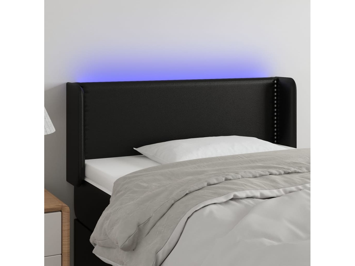 Cabecero Con Led Cuero Sintético Negro 83x16x78/88 Cm