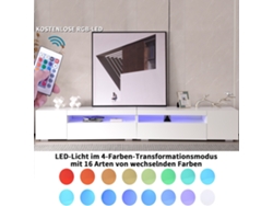 Mueble de TV de 240 cm con panel luminoso e iluminación LED variable, elegante diseño Mobrio blanco