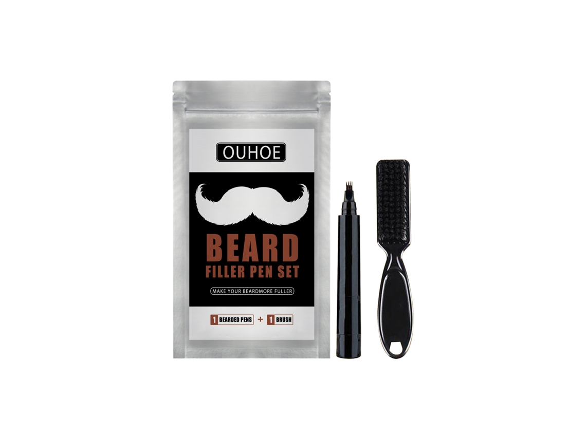 Lápiz para barba Ouhoe con 4 cabezales de cepillo, resistente al agua.