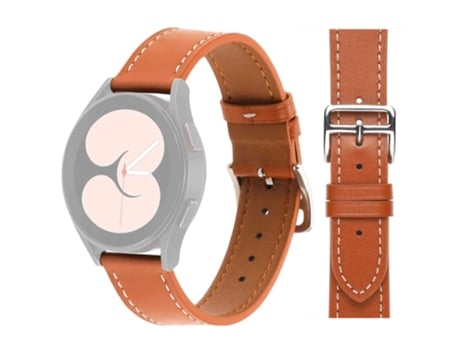 Correa de piel auténtica 20mm para Samsung Galaxy Watch4 40mm/44mm/Garmin Venu 2 Plus - castaño