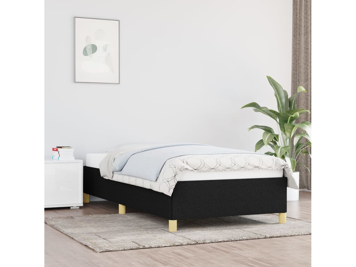 Estructura de cama sin colchón tela negro 80x200 cm