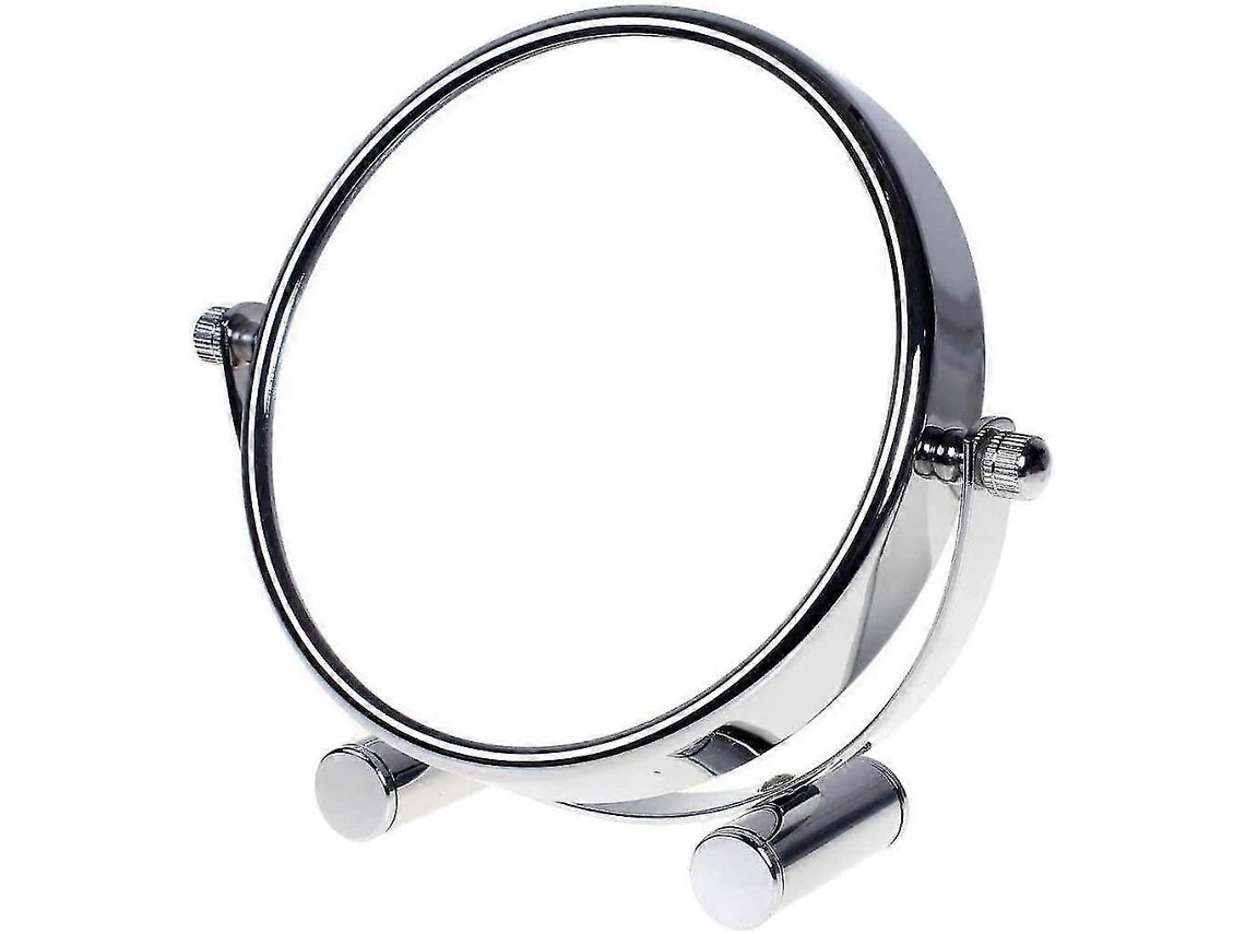 Omni-espejo De Maquillaje Compacto De 7 Pulgadas Con Stand, Cromo, 17 Cm, 100% Y 5x Magnificación, 360° Giratorio, Resistente A La Humedad