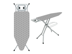 Tabla De Planchar De 120 X 45 Cm, Plegable, Con Funda De Algodón 100 %, Soporte Para Plancha Integrado Y Patas Antideslizantes (gris Con Diseño De