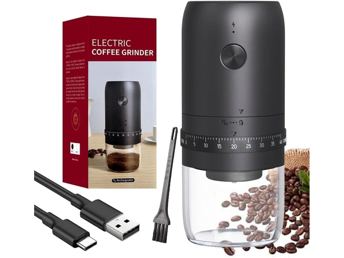 Molinillo De Café Eléctrico Portátil, 1800 Mah, 40 Ajustes, Inalámbrico, Con Cepillo.