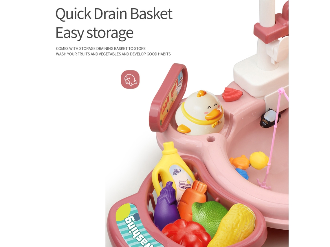 Walshlxq-juguete De Fregadero Multifunción Para Niños Con Agua Corriente, Lavavajillas Eléctrico Y 22 Accesorios De Cocina