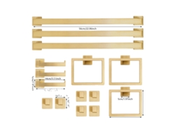 Juego de toalleros para baño, acero inoxidable, montaje en pared, color dorado.