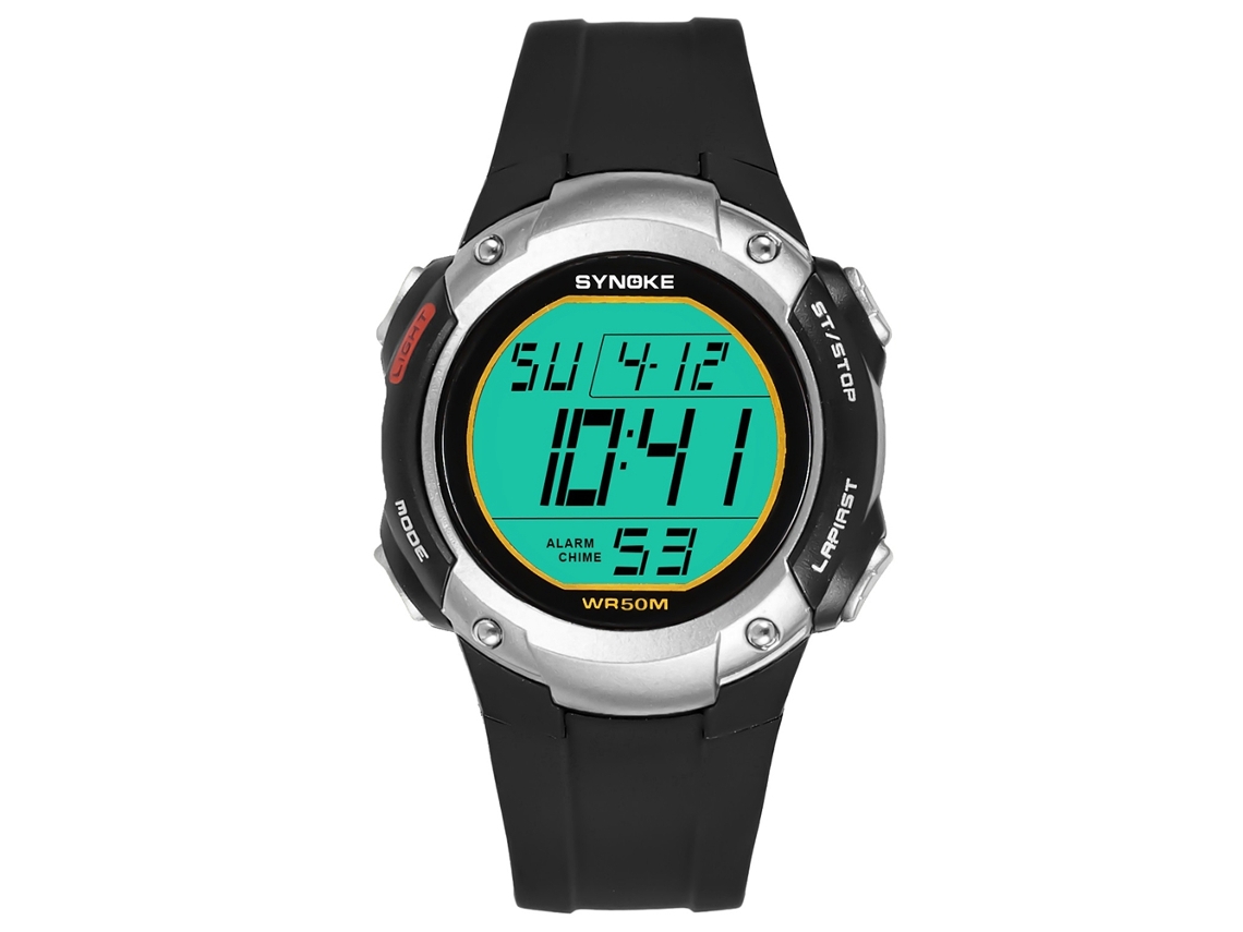 Reloj Deportivo Electrónico Impermeable Para Estudiantes Synoke (negro Plata)