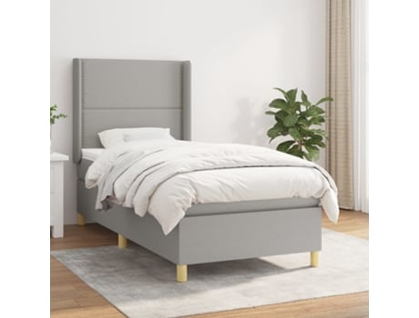vidaXL Cama con somier y colchón 90x190 cm tela gris claro