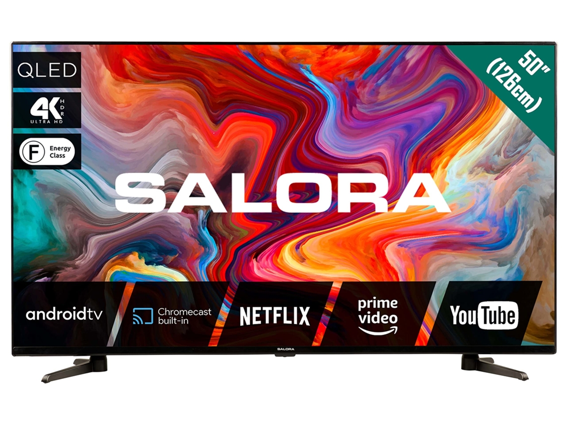 Televisor inteligente QLED de 50 pulgadas, Smart TV 4K, Televisor QLED, Negro, Salora