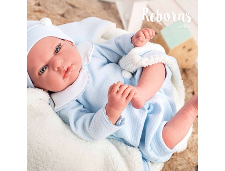 Muñeco ARIAS Arias Reborns 40 cm Tiago con Manta y Peluche (Edad Mínima: 3 Años - 46,5 x 21,5 x 30 cm)