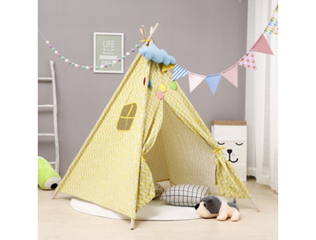 Tienda de Campaña Linda de La Historieta Del Tipi Del Juego Plegable Portátil Ola Amarilla - 1,6 M