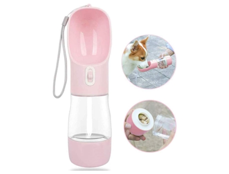 Botella de agua para perros para caminar, dispensador de agua de viaje para perros multifuncional y portátil, taza combinada desmontable, rosa ZMDE...