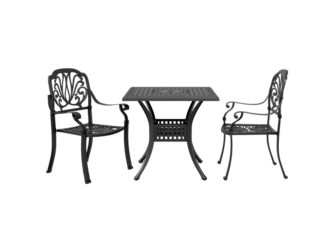 Juego de 3 piezas Bistro de aluminio fundido negro de Dkd Home Decor