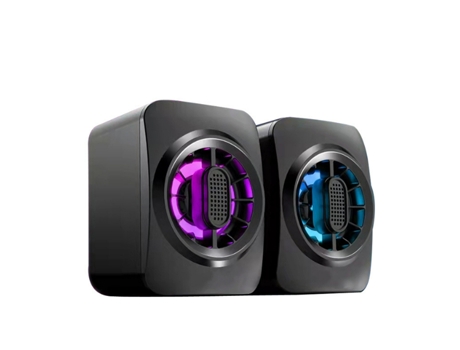 Altavoz Portátil Mini RGB Alimentado por USB con Subwoofer con Cable de 3,5 mm Adecuado para Computadoras Portátiles CHRONUS A11 Negro