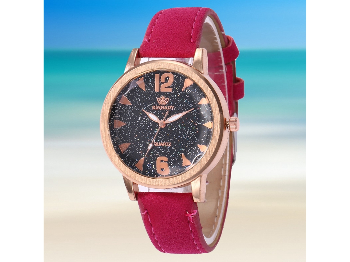 Reloj De Pulsera Analógico De Cuarzo Con Correa De Pu, Estilo De Lujo, Rojo Rosa, Zhoulianfa