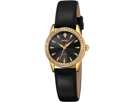 VEANXIN Relojes de pulsera de diamantes de acero inoxidable resistentes al agua para mujer-Oro negro