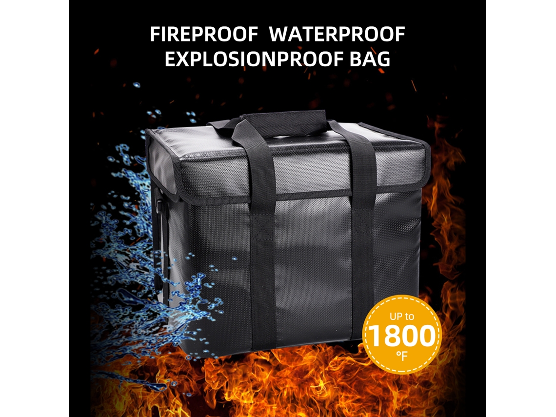 Bolsa Protectora Ignífuga Y A Prueba De Explosiones Para Baterías Lipo Con Asa De Transporte, 33x24x22cm