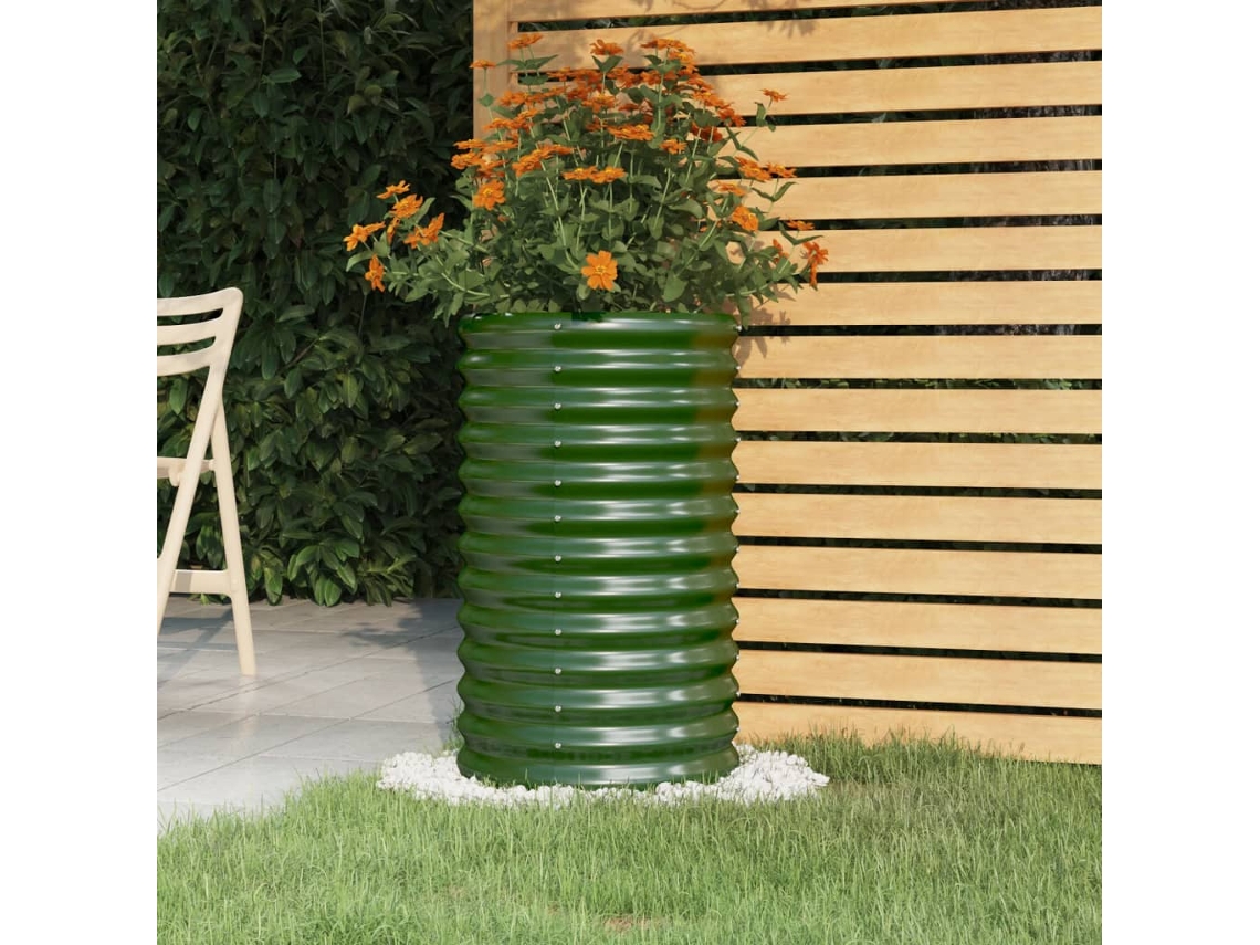 Jarrón/maceta de jardín de acero revestido con polvo, 40 x 40 x 68 cm, verde, DKD Home Decor