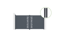 Puerta abatible 3,5m SUNNY H.180cm aluminio gris 2 postes 20x20cm H.190cm CASANOOV