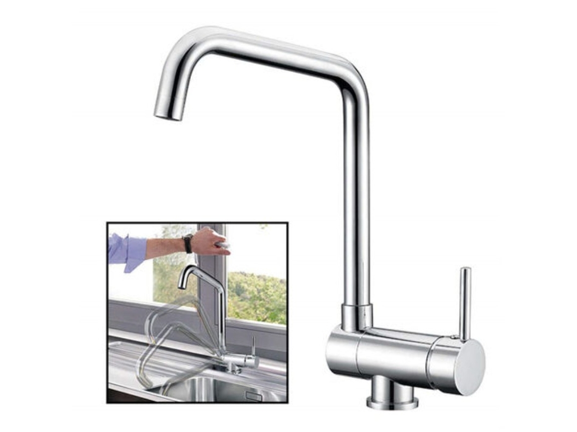 Grifo de cocina de acero inoxidable con diseño de caño giratorio de 360° MDUG