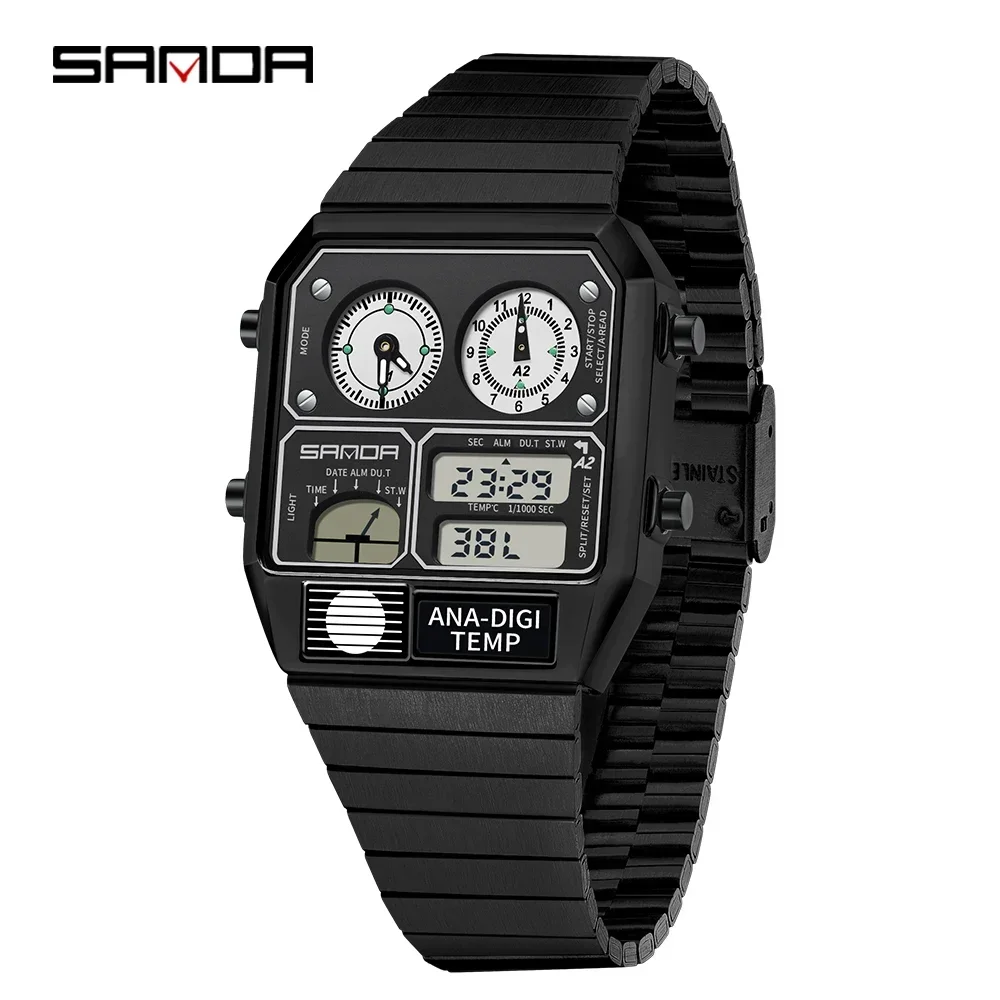 Reloj Termómetro Multifuncional (blanco Y Negro) Con Cronómetro Y Temporizador Para Hombres Jóvenes Con Led