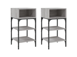 Juego de mesitas de noche derivadas de madera gris Sonoma 35x34,5x70 cm MAISON EXCLUSIVE