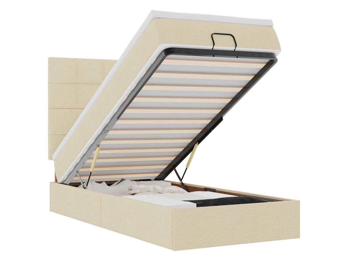 Maison Exclusive - Cama Otomana Con Colchón Y Luces Led Tela Crema 90x200 Cm